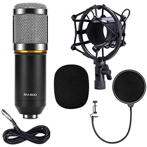 QIBOX BM-800 Pro Condenser Microphone Mic for Studio Broadcasting and Recording with Shock Mount X