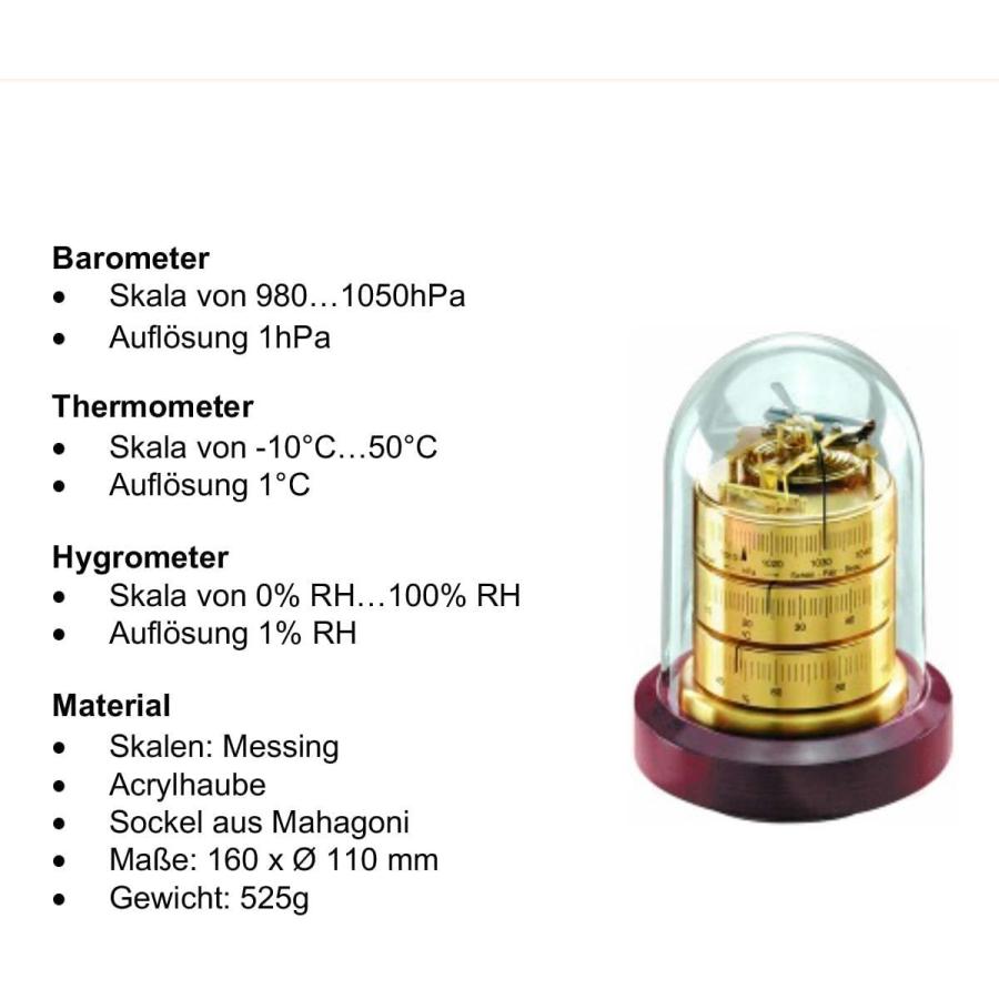 Barigo [ バリゴ ] カントリーホーム 温湿気圧計 ゴールド 3026
