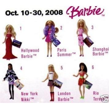 2008 McDonald's (マクドナルド) Barbie(バービー) Doll Toys ~ Complete Set of 6 Dolls ドール 人形 フ