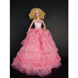 A Cotton Candy Pink Ruffled Gown Made to Fit the Barbie(バービー) Doll ドール 人形 フィギュア