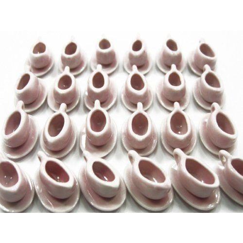 24/48 GRAVY STEAK MILK BOATS Dolls House Miniature Supply Pink Ceramic Deco Charms - 3871 ドールの画像
