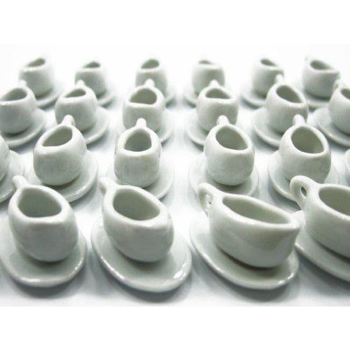 24/48 GRAVY STEAK MILK BOATS Dolls House Miniature Supply White Ceramic Deco Charms - 3870 ドールの画像