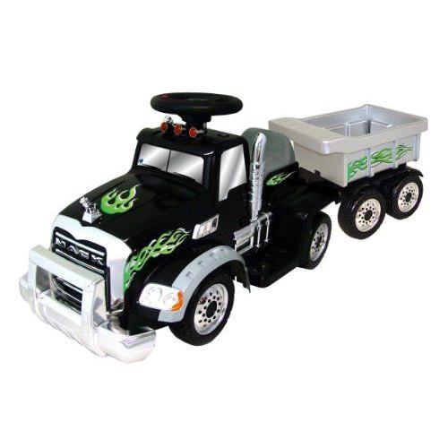 6V Ride On Mack トラック with トレーラー ミニカー ミニチュア 模型 プレイセット自動車 ダイキャスト_1