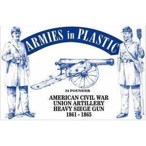American Civil War (アメリカ南北戦争) Union Artillery Crew (5) w/24-Pounder Cannon 1-32 Armies in