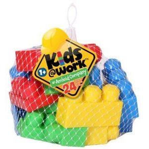 Amloid Kids at Work Block Set, Netted, 24-Piece ブロック おもちゃ
