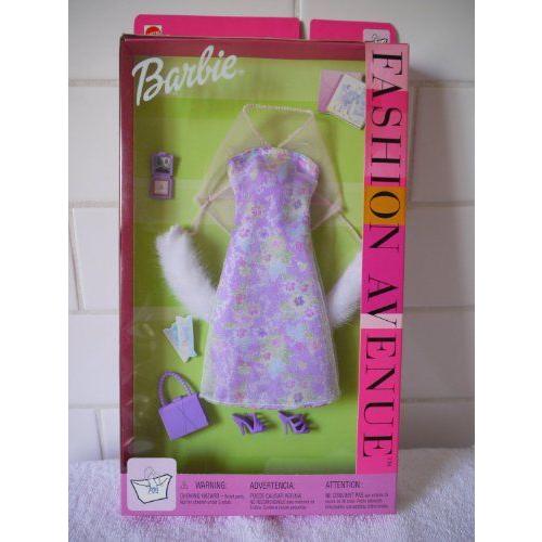 Barbie(バービー) Fashion Avenue Floral Lavender Dress with White Faux Stole (2002) ドール 人形 フの画像