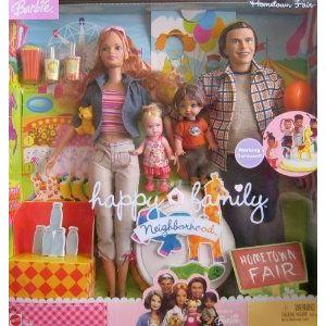 Barbie(バービー) Happy Family Neighborhood HOMETOWN FAIR 4 Doll Set w Working Carousel (2003) ドー フィギュア本体-ゲーム、おもちゃ-フィギュア