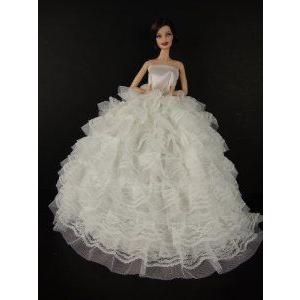 Beautiful White Gown with Tons of Ruffles Ball Gown Made to Fit the Barbie(バービー) Doll ドール