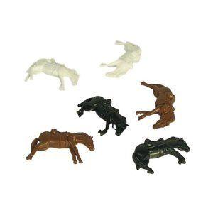 BMC Downed Horses: 6 Piece Set of Brown, White, and Black 54mm Horse フィギュア 人形 1:32 スケール
