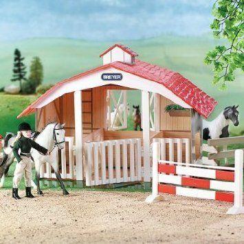 Breyer Classic 3-Stall Barn and jump (horses and doll sold separately) フィギュア おもちゃ 人形