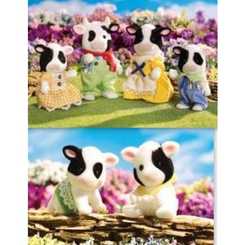 Calico Critters Friesian Cow Family Twins 6 Figures Set フィギュア ダイキャスト 人形