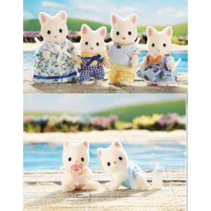 Calico Critters Silk Cat Family Twins 6 フィギュア Set