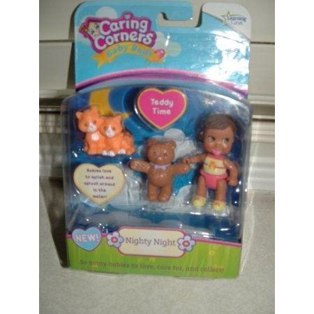Caring Corners Baby Buds Girl with Teddy Bear (テディベア) \u0026 Cats ~Nighty Night Figures お人形さん 人 フィギュア本体-ゲーム、おもちゃ-フィギュア