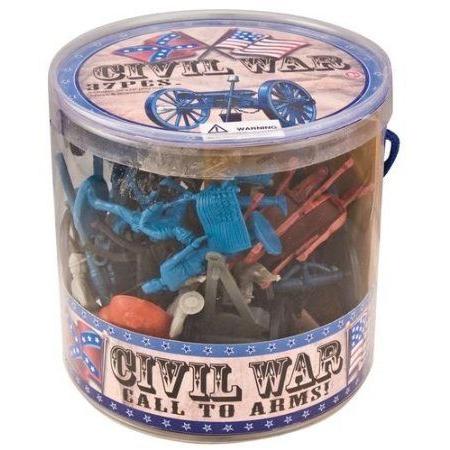 Civil WAR 37 Piece プレイセット Bucket Toy Re-enactment Plastic Battle Scene Childrens Activity