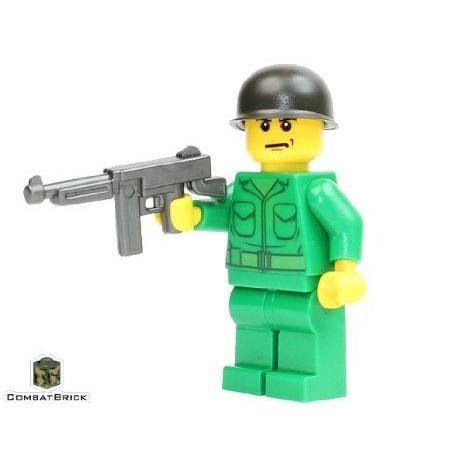 Custom Army Builder Military Minifigure - WWII US Marine with WW2 Thompson Sub machine gun ブロッ