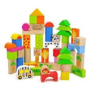 Cute And Colorful Educational DIY 50PCS Building Wooden Blocks 立ちはだかる 手あそび フィギュア-ゲーム、おもちゃ