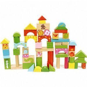 Cute Creative Educational DIY 57PCS Building Wooden Blocks 立ちはだかる 手あそび フィギュア本体-ゲーム、おもちゃ