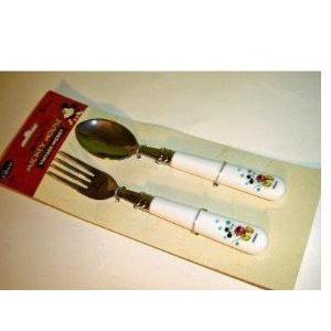 Disney (ディズニー) Mickey Mouse (ミッキーマウス) Flatware Spoon & Fork 2 pc Set フィギュア おもち｜worldfigure