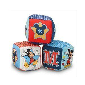 Disney (ディズニー) Mickey Mouse (ミッキーマウス) Soft Block Set for Baby,3x Blue Blocks with Mick