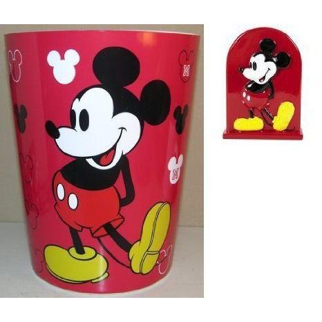 DISNEY RED MICKEY MOUSE WASTEBASKET AND TOOTHRBUSH HOLDER BATHROOM SET フィギュア おもちゃ 人形