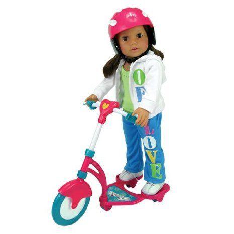 Doll Scooter \u0026 Helmet Set, 18 Inch Dolls Accessories fit for American Girl (アメリカンうしろ帯) Doll ゲーム、おもちゃ-フィギュア