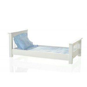 Doll Single Bed (Craftsman Style) with Blue Linens ドール 人形 フィギュア
