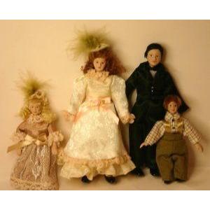 Dollhouse (ドールハウス) Miniature Porcelain Doll Victorian Family of 4 ドール 人形 フィギュア