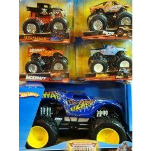 Durable ダイキャスト Monster Jam Set: War Wizard 1/24 With Bad News Travels Fast, Bone Shaker, Bac