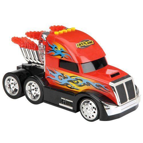 Fast Lane Big Rig Light and Sound トラック - Red ミニカー ミニチュア 模型 プレイセット自動車 ダイの画像