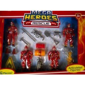 Fire Crew Rescue Heroes: 16 Piece Fire Crew and Accessories Playset with Articulated フィギュアs.