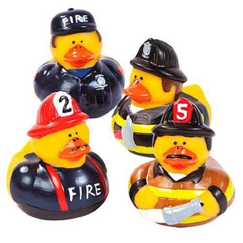 Firefighter Rubber Duckies (1 dz) 図形 ダイキャスト あやつり人形 ゲーム、おもちゃ-フィギュア