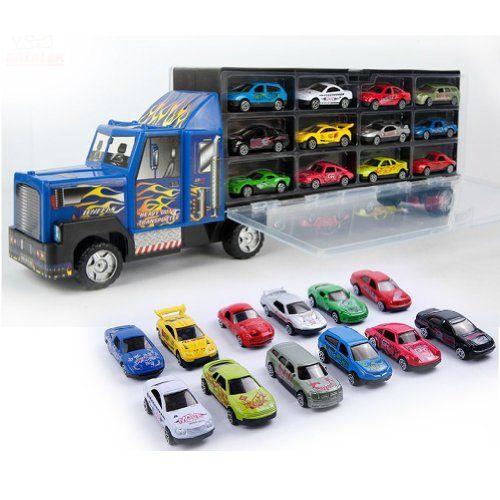 Generic Car Models for Kids Twelve Little Car Models in a Big トラック Model ミニカー ミニチュアの画像