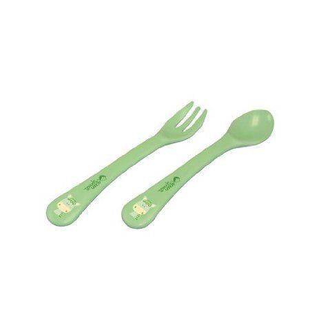 Green Sprouts Green Sprouts Eco-Friendly Cornstarch Fork and Spoon Set - Green フィギュア おもちゃ