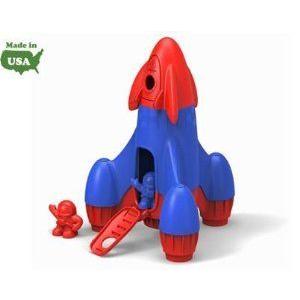 Green Toys Rocket with 2 Astronauts Toy Vehicle プレイセット, Red/Blue ミニカー ミニチュア 模型 プ