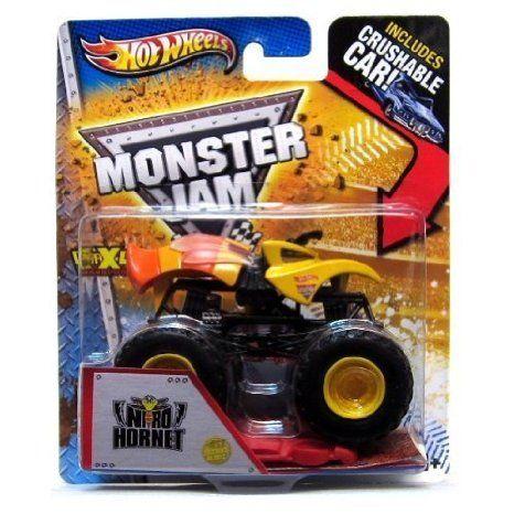 Hot Wheels (ホットウィール) Monster Jam, Nitro Hornet 1st Editions 2013, with Crushable Car. 1:64