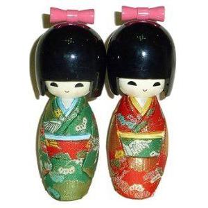 Japanese Doll w/Fabric - Green ドール 人形 フィギュア