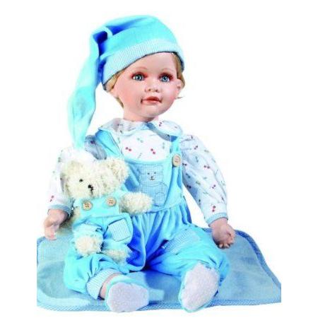 JOHNNY 24 Porcelain Toddler w/Bear Doll By Duck House ~Retired ドール 人形 フィギュア