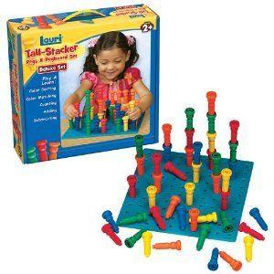 Lauri Deluxe Tall-Stacker Pegs \u0026 Pegboard Set 立ちはだかる 手あそび ゲーム、おもちゃ-フィギュア本体-フィギュア