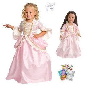 Little Adventure Pink Parisian Princess Dress Size 3-5 with Doll Dress and Bow ドール 人形 フィギ