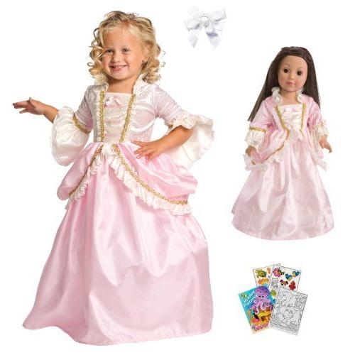 Little Adventure Pink Parisian Princess Dress Size 3-5 with Doll Dress and Bow ドール 人形 フィギの画像