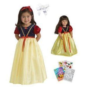 Little Adventure Snow White (白雪姫) Princess Dress Size 3-5 with Doll Dress and Hair Bow ドール