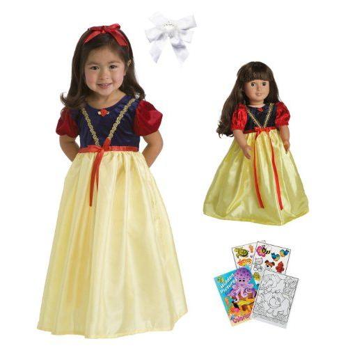 Little Adventure Snow White (白雪姫) Princess Dress Size 3-5 with Doll Dress and Hair Bow ドールの画像