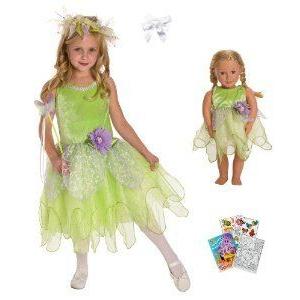 Little Adventure Tinkerbell (ティンカーベル) Fairy Dress Size 3-5 w/ Matching Doll Dress and Bow
