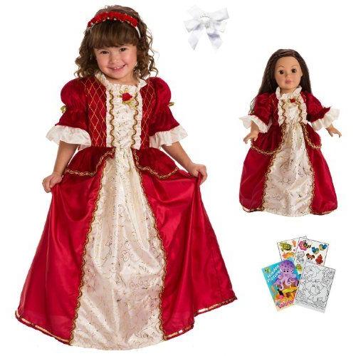 Little Adventure Winter Beauty Princess Dress Size 3-5 with Doll Dress and Bow ドール 人形 フィギの画像