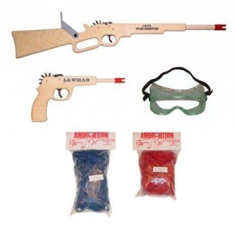 Magnum Rubberband Guns Old West Marshal Set Includes 1873 Winchester Rifle, Lawman Pistol, Goggles