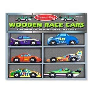 Melissa \u0026 Doug (メリッサ＆ダグ) Deluxe Wooden Race Cars Set ミニカー ミニチュア 模型 プレイセット