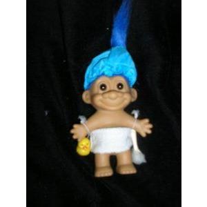My Lucky Bath Time Shower Boy Troll w/Towel, Shower Cap, Brush \u0026 Rubber Ducky (Blue Hair) お人形さん