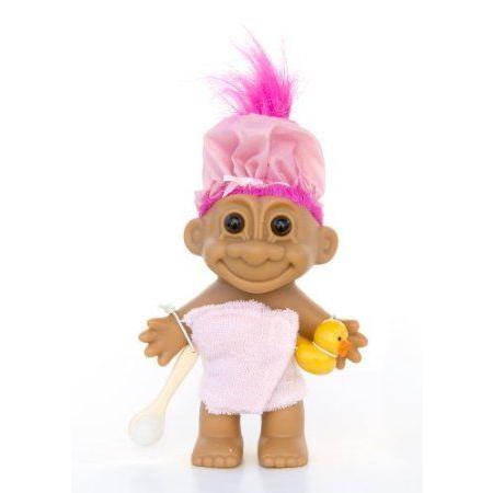 My Lucky Bath Time Shower Troll w/Towel, Shower Cap, Brush \u0026 Rubber Ducky (Hot Pink Hair) お人形さん