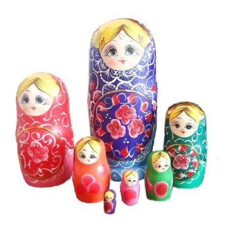 NuoYa001 Babushka Russian Nesting Dolls 7pcs Wishing Doll Toy Trad hand painted gifts ドール 人形