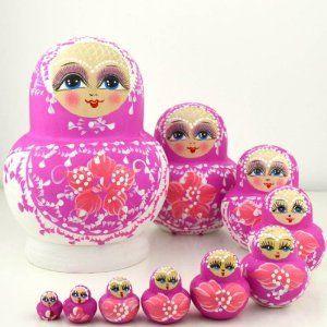 NuoYa001 Set of 10 Cute Wooden Nesting Matryoshka Madness Russian Doll Christmas gift ドール 人形